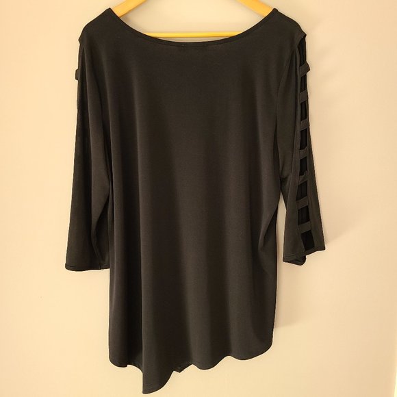 REVOLUTION (NEW) Black Asymmetrical Tunic w/Cutout Sleeves - Picture 2 of 8